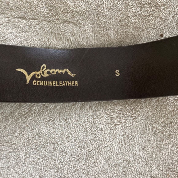 Volcom Stone Brown Leather Belt Aqua Logo Small - Picture 4 of 8